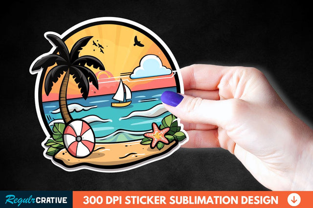 Summer Funny Beach Sticker Clipart Sublimation Regulrcrative 