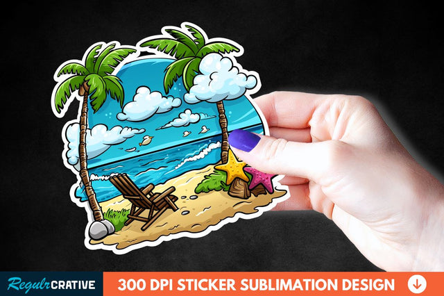 Summer Funny Beach Sticker Clipart Sublimation Regulrcrative 