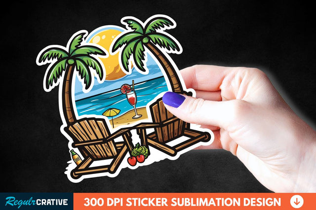 Summer Funny Beach Sticker Clipart Sublimation Regulrcrative 