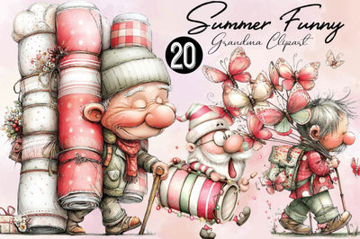 Summer Funny Grandma Clipart Bundle. Sublimation SVGArt 