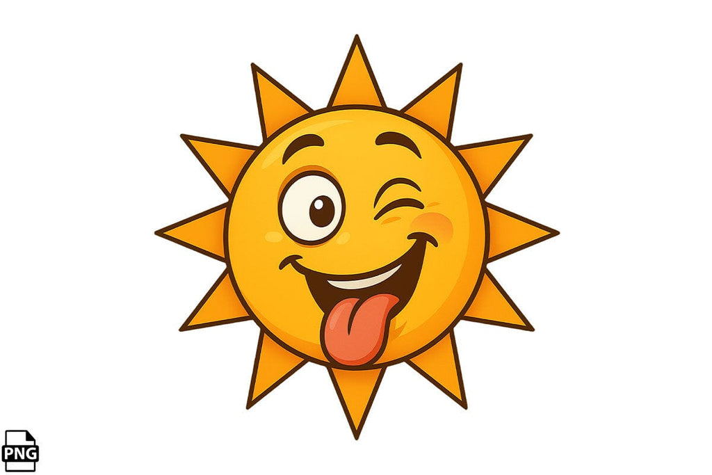 Sun Face Fun Sticker Summer Funny Sun Face PNG Clipart Bundle Printable File - So Fontsy