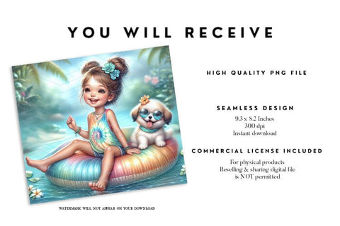 Summer Girl and Dog Tumbler Wrap PNG Sublimation BijouBay 