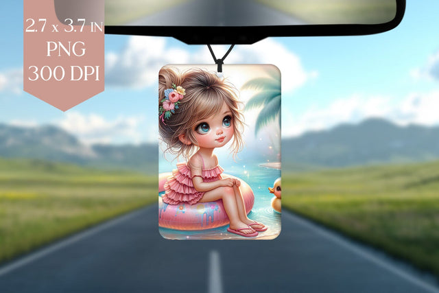 Summer Girl and Duck Car Air Freshener PNG Sublimation BijouBay 