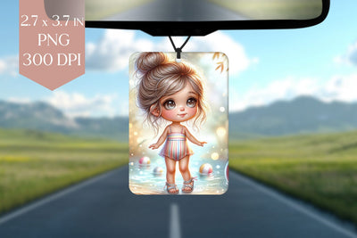 Summer Girl in Rainbow Swimsuit Air Freshener PNG Sublimation BijouBay 