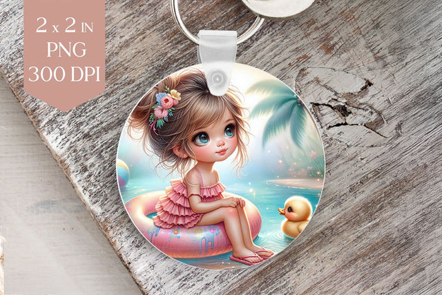 Summer Girl Keychain PNG Sublimation BijouBay 