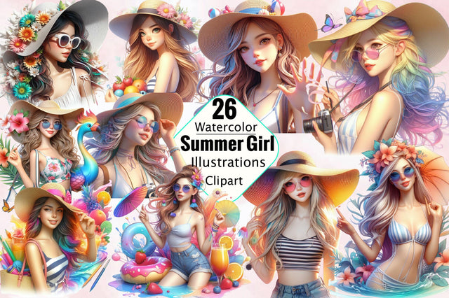 Summer Girl Sublimation Clipart Bundle Sublimation SVGArt 