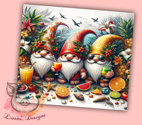 Summer Gnome 20 oz Skinny Tumbler Sublimation Design, Straight & Tapered Tumbler Png, Beach Gnomes Tumbler Png, Digital Download PNG Sublimation Lara' s Designs 
