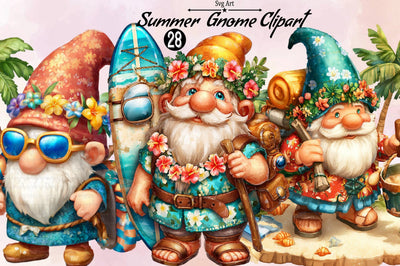 Summer Gnome Clipart Bundle Sublimation SVGArt 