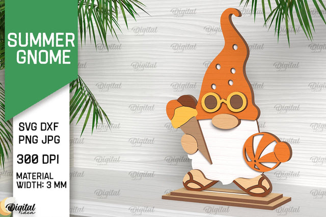 Summer Gnome SVG. 3D Layered Gnome Laser Cut SVG Evgenyia Guschina 
