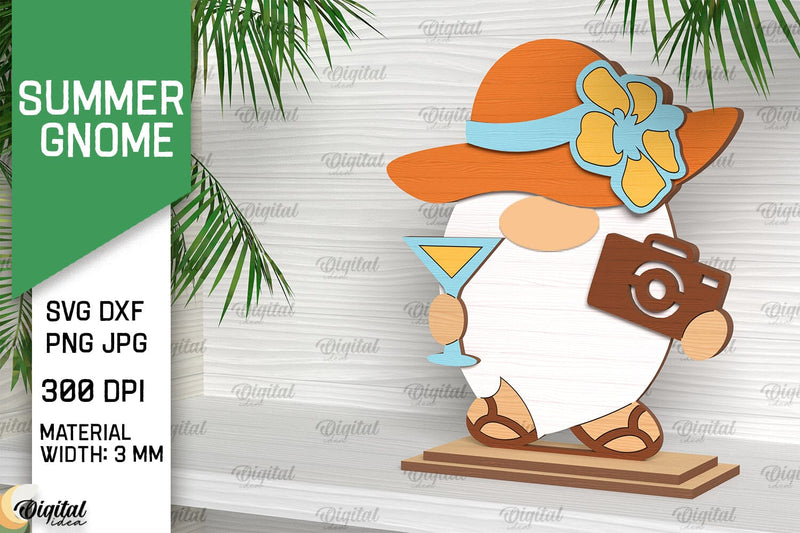 Summer Gnome SVG. 3D Layered Gnome Laser Cut SVG Evgenyia Guschina 