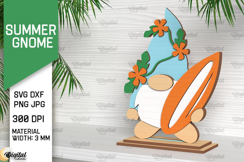 Summer Gnome SVG. 3D Layered Gnome Laser Cut SVG Evgenyia Guschina 