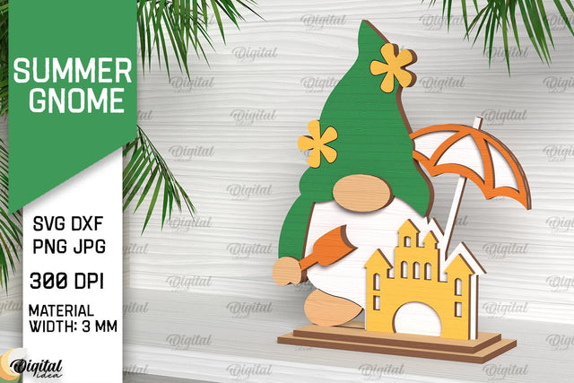 Summer Gnome SVG. 3D Layered Gnome Laser Cut SVG Evgenyia Guschina 