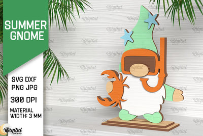 Summer Gnome SVG. 3D Layered Gnome Laser Cut SVG Evgenyia Guschina 