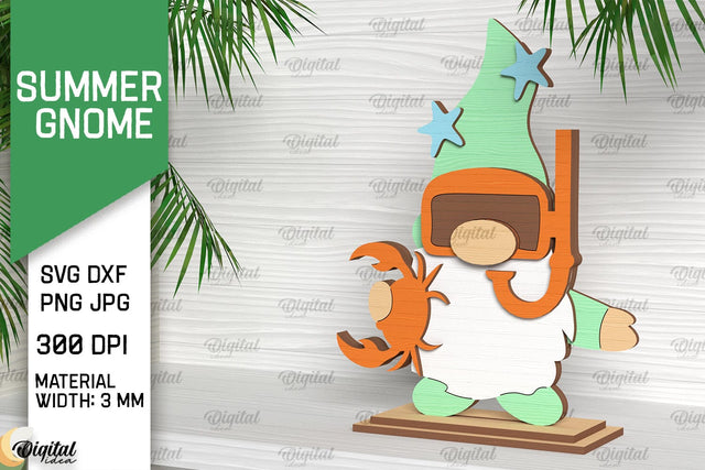 Summer Gnome SVG. 3D Layered Gnome Laser Cut SVG Evgenyia Guschina 