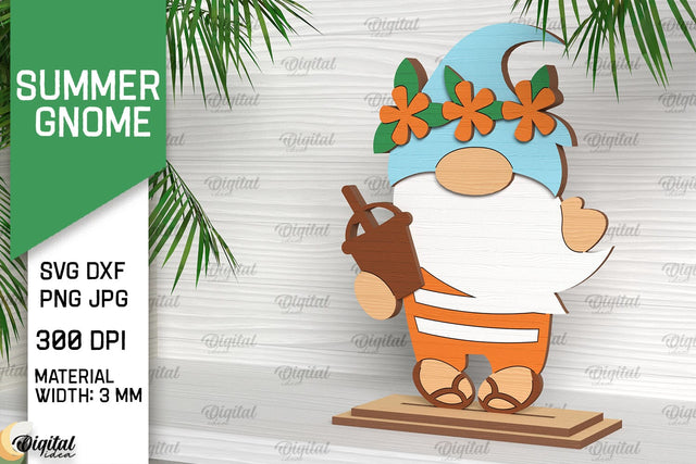 Summer Gnome SVG. 3D Layered Gnome Laser Cut SVG Evgenyia Guschina 