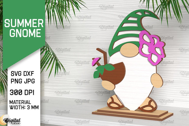 Summer Gnome SVG. 3D Layered Gnome Laser Cut SVG Evgenyia Guschina 