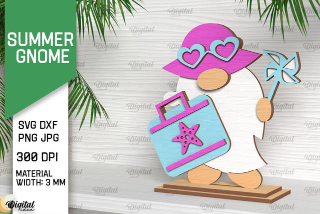 Summer Gnome SVG. 3D Layered Gnome Laser Cut SVG Evgenyia Guschina 