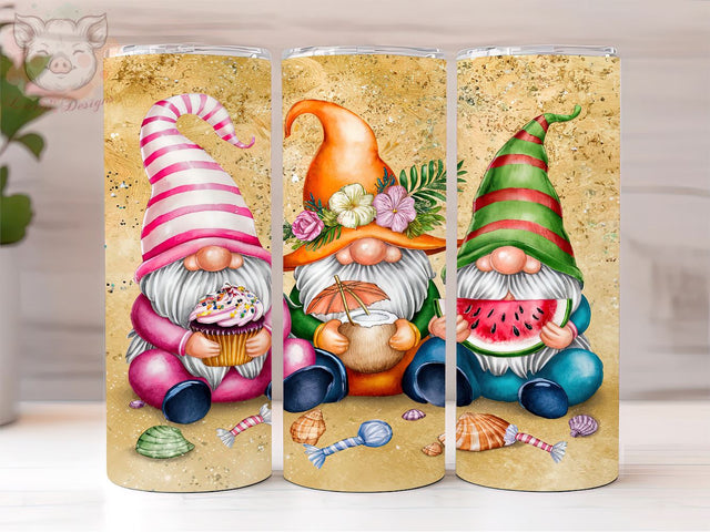 Summer Gnomes 20oz Tumbler Png, Straight & Tapered Tumbler Png, Beach Gnomes Tumbler Png, Digital Download PNG Sublimation Lara' s Designs 