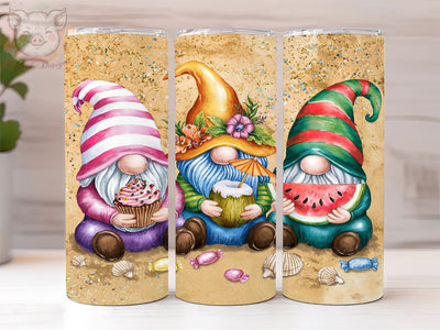 Summer Gnomes 20oz Tumbler Png, Straight & Tapered Tumbler Png, Beach Gnomes Tumbler Png, Digital Download PNG Sublimation Lara' s Designs 