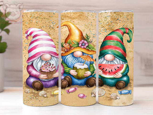 Summer Gnomes 20oz Tumbler Png, Straight & Tapered Tumbler Png, Beach Gnomes Tumbler Png, Digital Download PNG Sublimation Lara' s Designs 