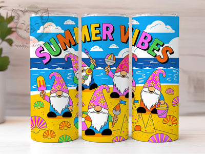 Summer Gnomes 20oz Tumbler Wrap, Beach Vibes, Cheerful Gnomes, Summer Inspiration, Vacation Design, 20oz Tumbler Wrap, Sublimation PNG Sublimation Lara' s Designs 