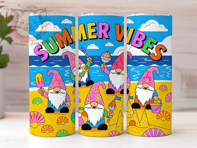Summer Gnomes 20oz Tumbler Wrap, Beach Vibes, Cheerful Gnomes, Summer Inspiration, Vacation Design, 20oz Tumbler Wrap, Sublimation PNG Sublimation Lara' s Designs 
