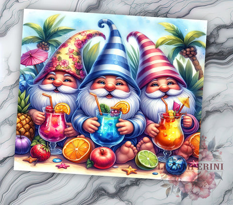 Summer Gnomes 20oz Tumbler Wrap PNG, Tropical Vibes Gnome Tumbler PNG Sublimation Design, Straight & Tapered Tumbler Wrap, Instant Digital Download Sublimation Li Zamperini 