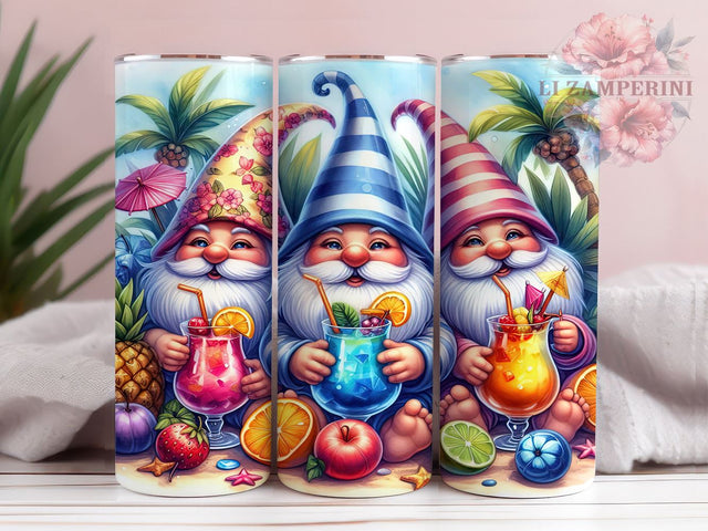 Summer Gnomes 20oz Tumbler Wrap PNG, Tropical Vibes Gnome Tumbler PNG Sublimation Design, Straight & Tapered Tumbler Wrap, Instant Digital Download Sublimation Li Zamperini 
