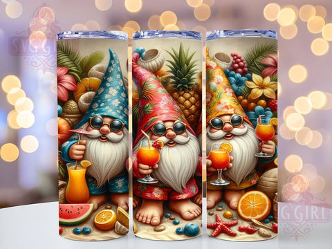 Summer Gnomes 20oz Tumbler Wrap Sublimation Design, Straight Tapered Tumbler Wrap, Summer Beach Gnome Tumbler Png, Instant Digital Download Sublimation SvggirlplusArt 
