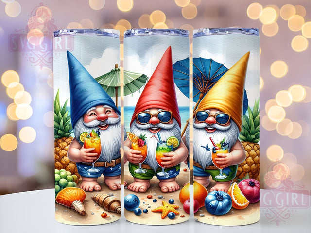 Summer Gnomes 20oz Tumbler Wrap Sublimation Design, Straight Tapered Tumbler Wrap, Summer Beach Gnome Tumbler Png, Instant Digital Download Sublimation SvggirlplusArt 