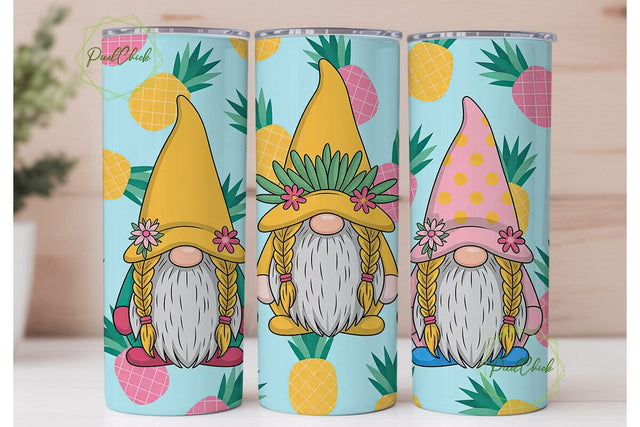 Summer Gnomes 20oz Tumbler Wrap Sublimation PixelChick 