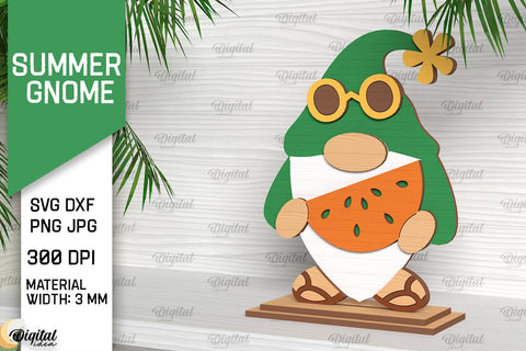 Summer Gnomes SVG Bundle. 3D Layered Gnome Laser Cut SVG Evgenyia Guschina 