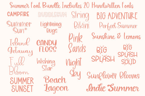 Summer Handwritten Font Bundle for Cricut, Cursive Handwriting Fonts Font Designing Digitals 