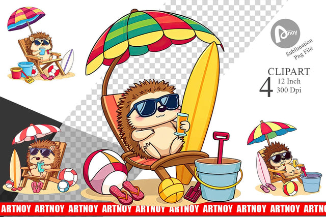 Summer Hedgehog Clipart Sublimation artnoy 