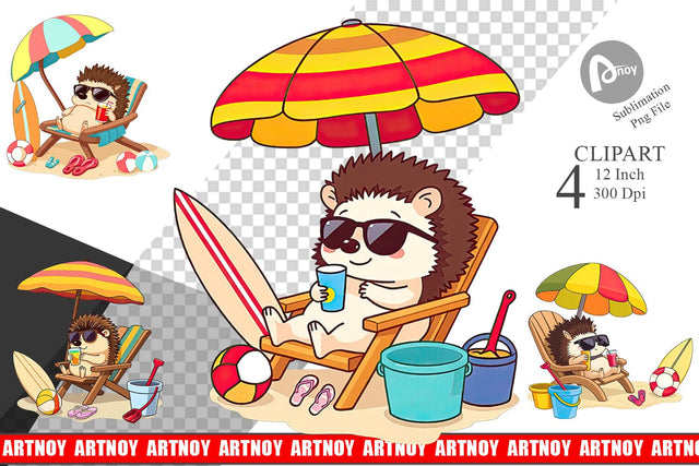 Summer Hedgehog Clipart Sublimation artnoy 