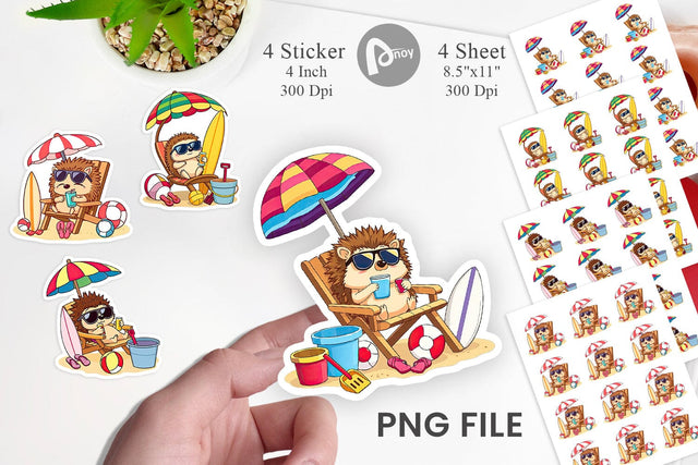 Summer Hedgehog Sticker Sublimation artnoy 