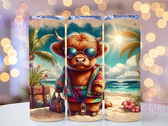 Summer Highland Cow 20oz Tumbler Wrap Sublimation Design, Straight Tapered Tumbler Wrap, Highland Cow Tumbler Png, Instant Digital Download Sublimation SvggirlplusArt 
