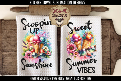 Summer Ice Cream - Kitchen Towel Sublimation Designs Sublimation Ewe-N-Me Designs 