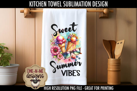 Summer Ice Cream - Kitchen Towel Sublimation Designs Sublimation Ewe-N-Me Designs 