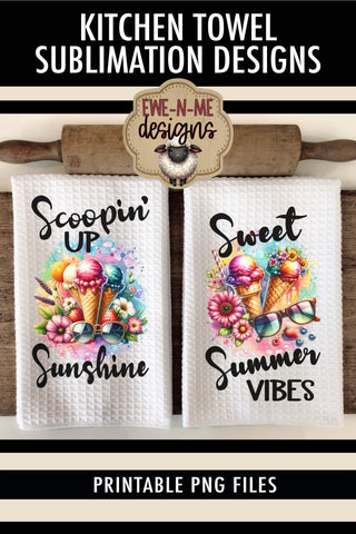 Summer Ice Cream - Kitchen Towel Sublimation Designs Sublimation Ewe-N-Me Designs 