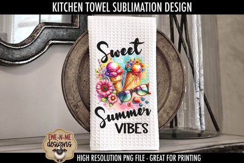 Summer Ice Cream - Kitchen Towel Sublimation Designs Sublimation Ewe-N-Me Designs 