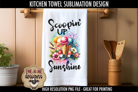 Summer Ice Cream - Kitchen Towel Sublimation Designs Sublimation Ewe-N-Me Designs 