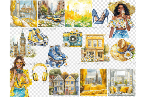 Summer In City Clipart | Daisies PNG SVG GlamArtZhanna 