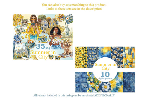 Summer In City Clipart | Daisies PNG SVG GlamArtZhanna 