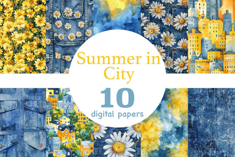 Summer In City Digital Paper | Travel Pattern Digital Pattern GlamArtZhanna 