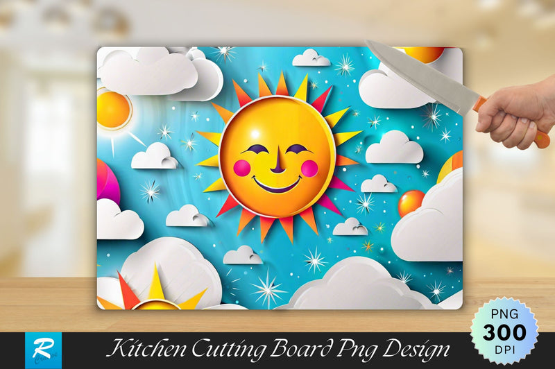 Summer in Paper Style Cutting Board Sublimation Regulrcrative 