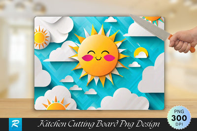 Summer in Paper Style Cutting Board Sublimation Regulrcrative 