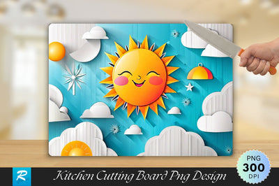 Summer in Paper Style Cutting Board Sublimation Regulrcrative 
