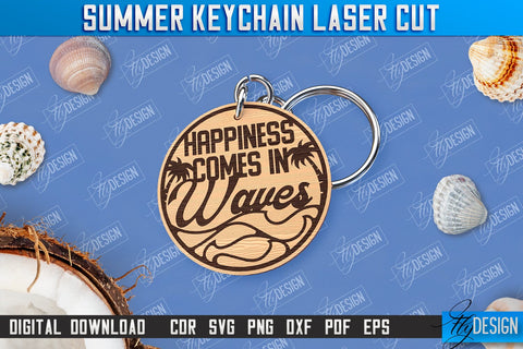 Summer Keychain Bundle | Keychain Inscription | Engraved Wooden Keychain | CNC File SVG Fly Design 