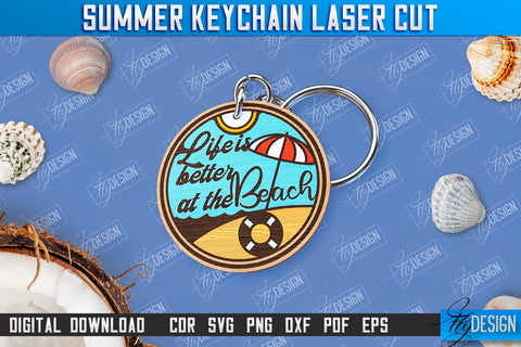 Summer Keychain Bundle | Keychain Inscription | Engraved Wooden Keychain | CNC File SVG Fly Design 
